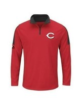 Majestic Hombre Cincinnati Rojos Media Cremallera Jersey Chaqueta Manga Larga - £23.65 GBP