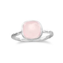 925 Sterling Silver 7.5mm Large Square Rose Quartz Beautiful Pink Solitaire Ring - £75.16 GBP