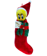 1997 Warner Bros Looney Tunes Tweety Bird Santa Christmas Stocking 24&quot; P... - $29.69