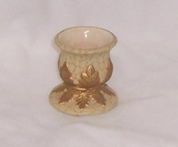 PartyLite Gold Leaf Candle Holder Votive Holder Marbled Ceramic P7148 - £7.87 GBP