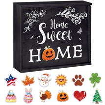 Home Sweet Home Sign - Interchangeable Holiday Decor With 12 Piece Wooden Change - £31.96 GBP