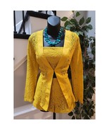 Fashion Nova 3 Piece Short Set Suit Women&#39;s S Yellow Polyester Lace Up B... - $57.42