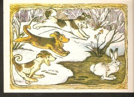 USSR Soviet Postcard Russian Tales Hare Brag bragging fairytale animals Alekseev - £3.71 GBP