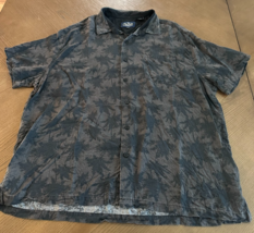 Nat Nast Men&#39;s Silk Cotton Hawaiian Shirt Palm Trees Black Gray Shadowed... - $22.45
