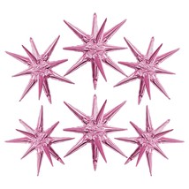 Star Foil Mylar Balloons Pink Party Decorations 6 Cone Spike Explosion Star Ball - £11.73 GBP