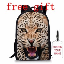3D s Lion Tiger  Pattern Teens Boys Children 17 Inch Backpack MultiPurpose Schoo - £152.59 GBP
