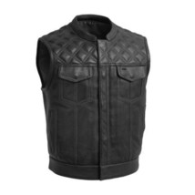 FirstMFG Upside Perforated Club Vest Cowhide Leather Vest - £166.63 GBP