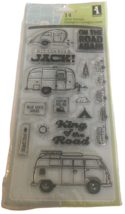 Inkadinkado Clear Stamps Set King of the Road Trip Camper Van Camping Tent 14 - £7.98 GBP