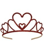 Fancy Red Hearts Glitter Metal Tiara Sweetheart Queen Crown Princess Cup... - $20.66 CAD