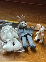 Lot of Mini Felt White &amp; Fabric Stuffed Easter Bunny Rabbit Holiday Figu... - $11.29