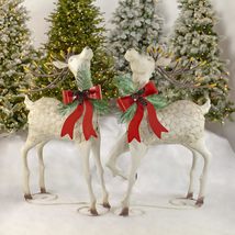 Zaer Ltd. Set of 2 Iron Reindeer with Pinecone Bow (Set of 2 31.5&quot; Tall Reindeer - £294.69 GBP+