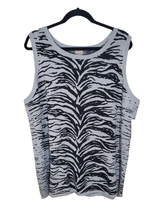 Chico&#39;s 4(20) XXL Tiger Striped Cotton Chashmer Black Tank  - £23.94 GBP