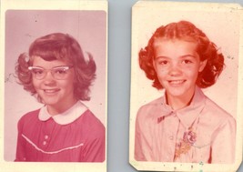 Vintage 1960s Young Girl Wearing Glasses Reddish Color School Photos Lot of 2 - £15.59 GBP