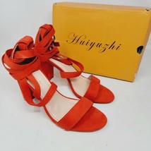 Huiyuzhi Women&#39;s Pumps Size 9.5 M Strappy Heeled Sandals red - $28.87