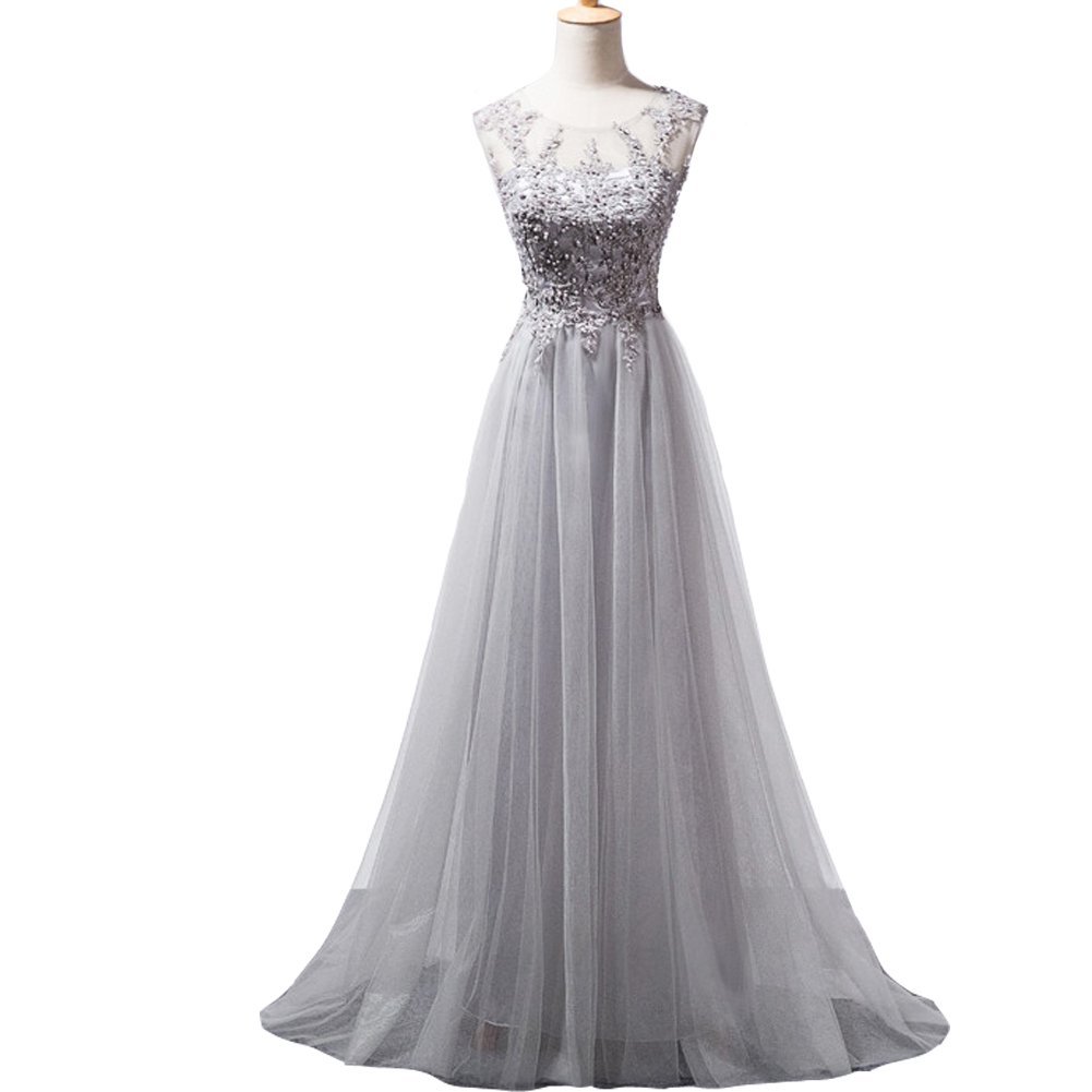 Kivary Tulle A Line Cap Sleeves Sheer Lace Appliques Corset Long Prom Evening Dr