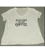 &quot;Nightmare Before Coffee&quot; Women&#39;s White Oversized Graphic Tee Size M by ... - $16.81 CAD