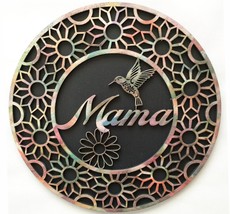 Flowery personalized name plaque wall hanging sign with hummingbird - Cu... - £27.73 GBP