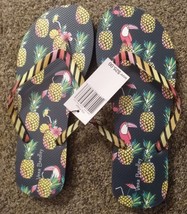 Vera Bradley Flip Flops Toucan Party Pineapple Tropical Size Medium 9-10 Beach - £12.78 GBP