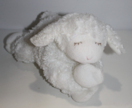 Baby GUND Winky Lamb White Plush 8&quot; Sewn Eyes Rattle Soft Toy Sheep 058133 Lovey - £7.01 GBP
