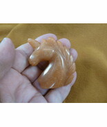 Y-UNIH-705) peach Unicorn head rearing GEMSTONE carving figurine chess s... - $327.89 MXN