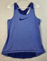 Nike Pro Tank Top Womens Size Medium Blue Polyester Sleeveless Round Neck Logo - £12.61 GBP