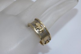 Vintage 14K Two Tone 8mm 3 Elephant Band Ring Size (8) 5.5 Grams - £330.59 GBP