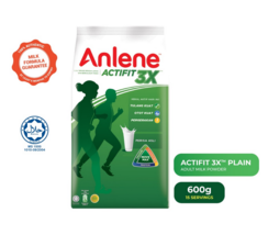 4 X 600G ANLENE Actifit 3XTM Low Fat High Calcium Adult Milk Powder Plain - £152.26 GBP