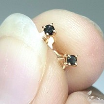 18K Rose Gold &amp; Black Diamond Baby Earrings 0.04cts Child friendly safe &amp; secure - $173.49