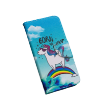 Anymob Samsung Case Blue with Unicorn Cartoon Flip Leather Wallet Phone Cover - £23.09 GBP