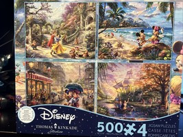 Disney Thomas Kinkade Puzzle 4 Set Mickey Minnie Snow White Pocahontas 500 pc - $46.00