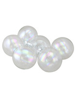 3.25&quot; (80mm) 6ct Clear and Silver Iridescent Glass Ball Christmas Orname... - $36.99