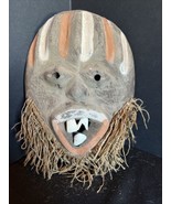 Vintage African Malindi Mask Cow Teeth &amp; Wall Hanging 8” Tall By 6” Wide - $41.55