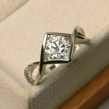 14k White Gold Finish Round Cut White Diamond Twisted Wedding Engagement Ring - £60.38 GBP