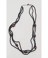 39&quot; Vintage African black necklace with wood rondelles and tiger&#39;s eye b... - €13,63 EUR