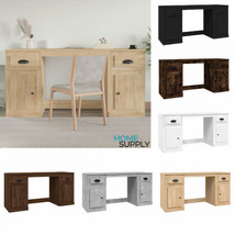 Modern Wooden Home Office Computer Desk Laptop Table With 2 Drawers Cupb... - $198.90+