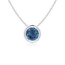 ANGARA 0.6 Ct London Blue Topaz Round Shape Pendant Necklace in Sterling... - $179.55+
