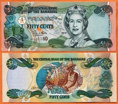 BAHAMAS 2001 UNC 1/2 0.5  Dollar Banknote Paper Money Bill P- 68 - $3.50