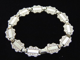 Vintage Estate .925 Sterling Silver Floral Chain Link Bracelet, 25.8g #E2185 - £58.39 GBP