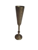 Vintage Solid Brass Indian Made Etched Antique Vase Chalice - £13.94 GBP