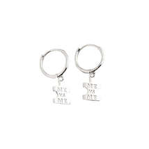 Anyco Earrings Sterling Silver Punk Geometric Initials ME Label Stud For Women - £17.29 GBP