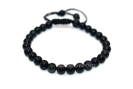 Natural Silver Obsidian 6x6 mm Beads Thread Bracelet ATB-56 - £4.97 GBP
