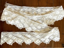 Antique Lace Trim 90&quot; X 3-4&quot; Skirt Petticoat Edging White Micro Crochet ... - $40.89 CAD