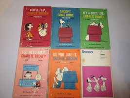 6 Vtg Peanuts Snoopy Charlie Brown Holt, Rinehart Paperback Comic Books 60&#39;s - £31.45 GBP