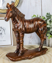 Safari Savanna Grasslands Animal Wildlife Zebra Horse Figurine Faux Wood Finish - £15.00 GBP