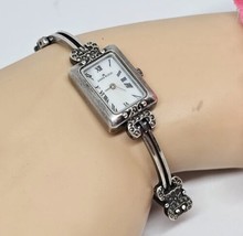 Anne Klein Shell Dial Roman Hour Silver Plated Marcasite Watch New Battery - $39.95