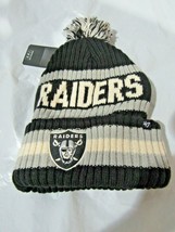 NFL Las Vegas Raiders Cuffed Knit Beanie Cap Hat Pompom on Top by 47 brand - £31.96 GBP