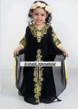 Ramadan Kids Moroccan  Kaftan Black Girls Dubai Dress Special Wedding - $61.24