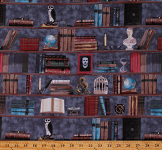 Cotton Book Shelves Books Library Books Fabric Print by the Yard D692.60 - £10.19 GBP