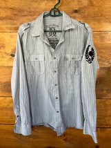 Raw State Shirt Mens Large Gray Long Sleeve Redemption Cross Honor Button Up - $29.67