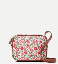 New J Crew Liberty Danjo Ivory Red Floral Brown Fabric Crossbody Camera Bag - £63.45 GBP